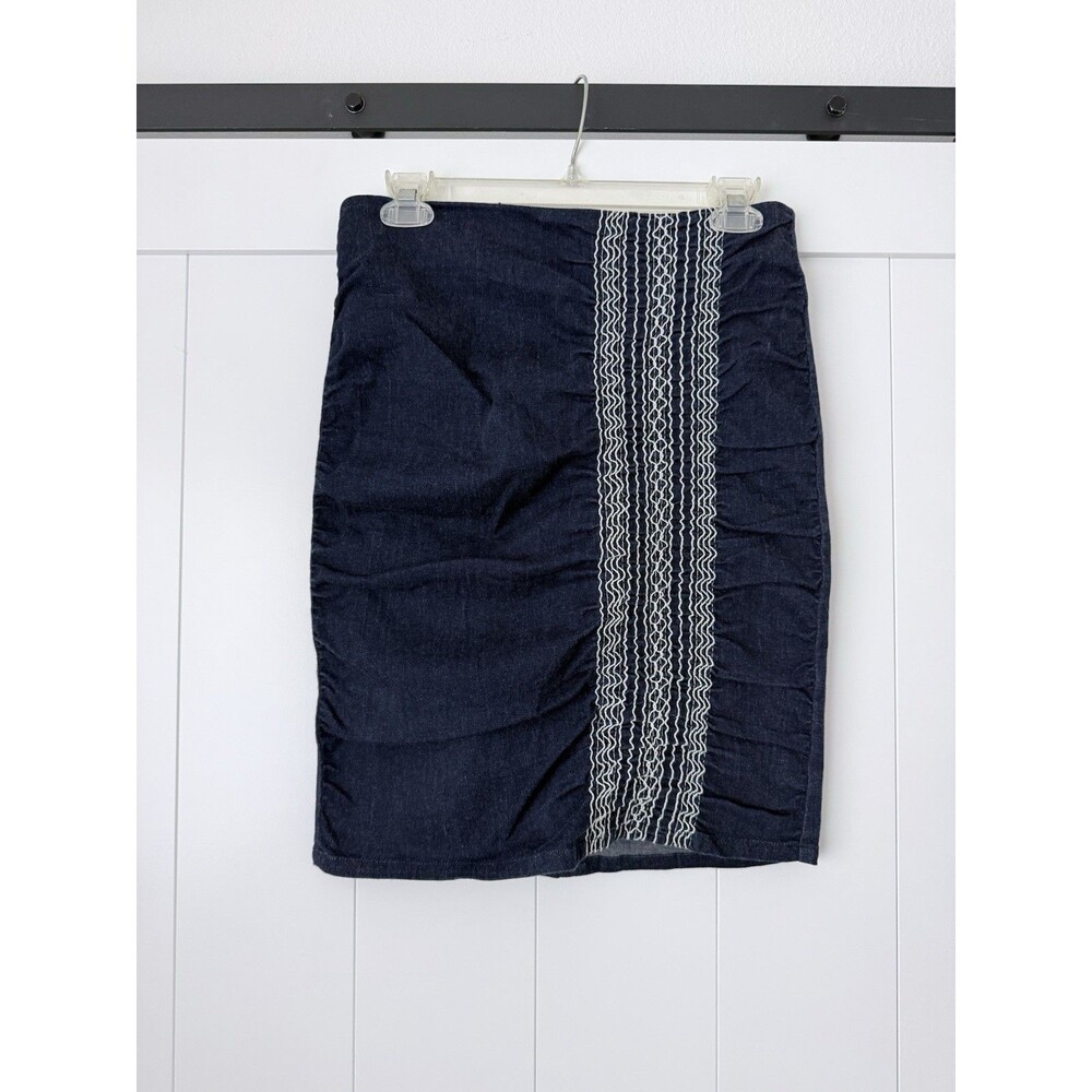Archival Vivienne Tam Y2K Smocked Denim Skirt - Size 0 (Fits S 2) Vintage - Picture 10 of 11